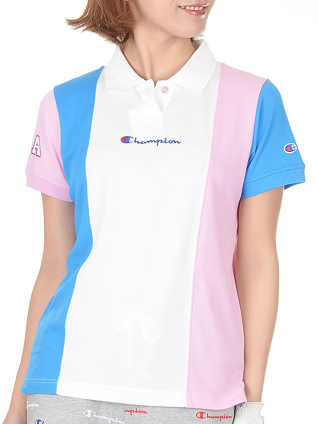 チャンピオンゴルフ　ストライプ配色半袖ポロシャツ　PG315